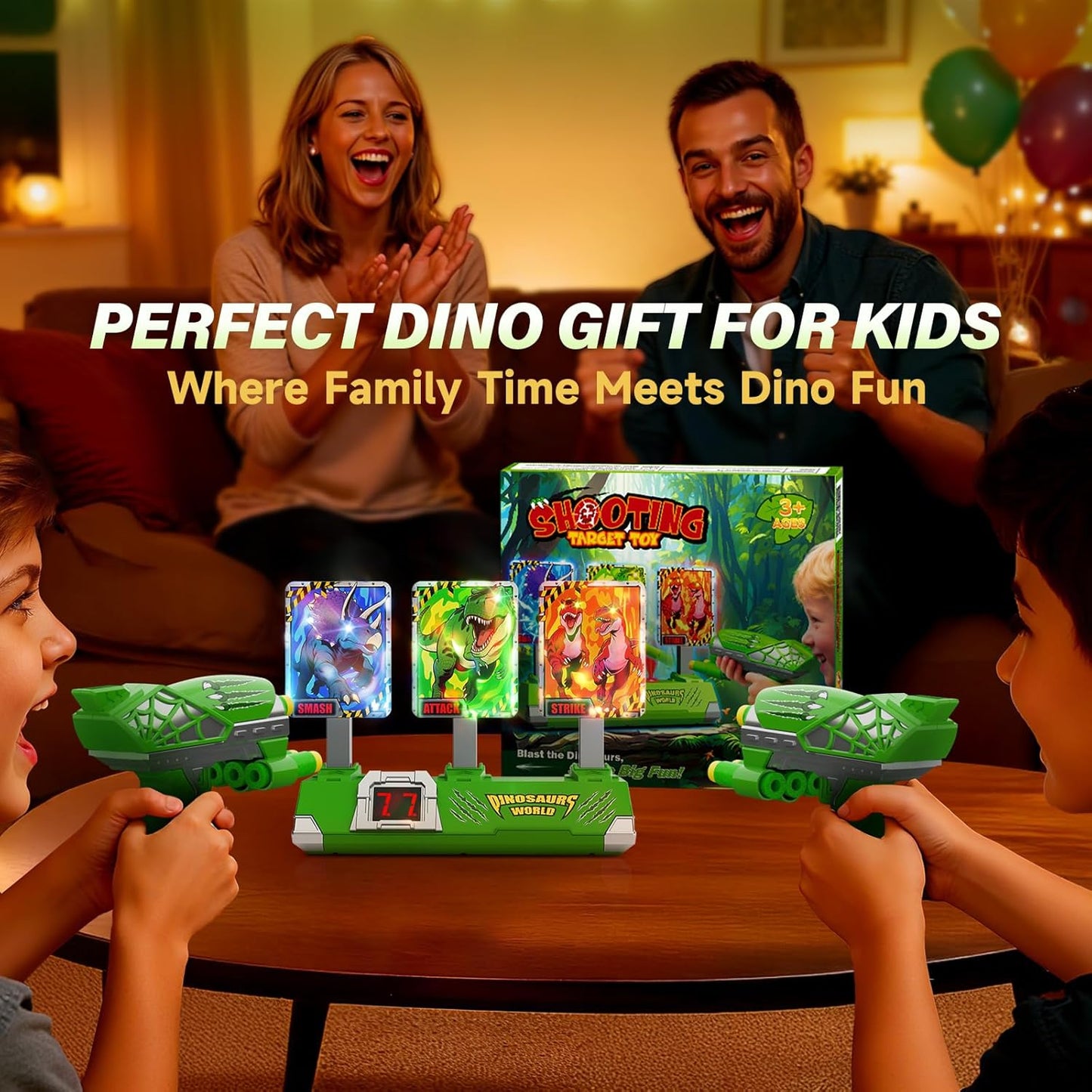 Dinosaur Launcher Game for Kids – Auto-Reset Scoring, Flashing Lights & Sounds (Ages 3–12)