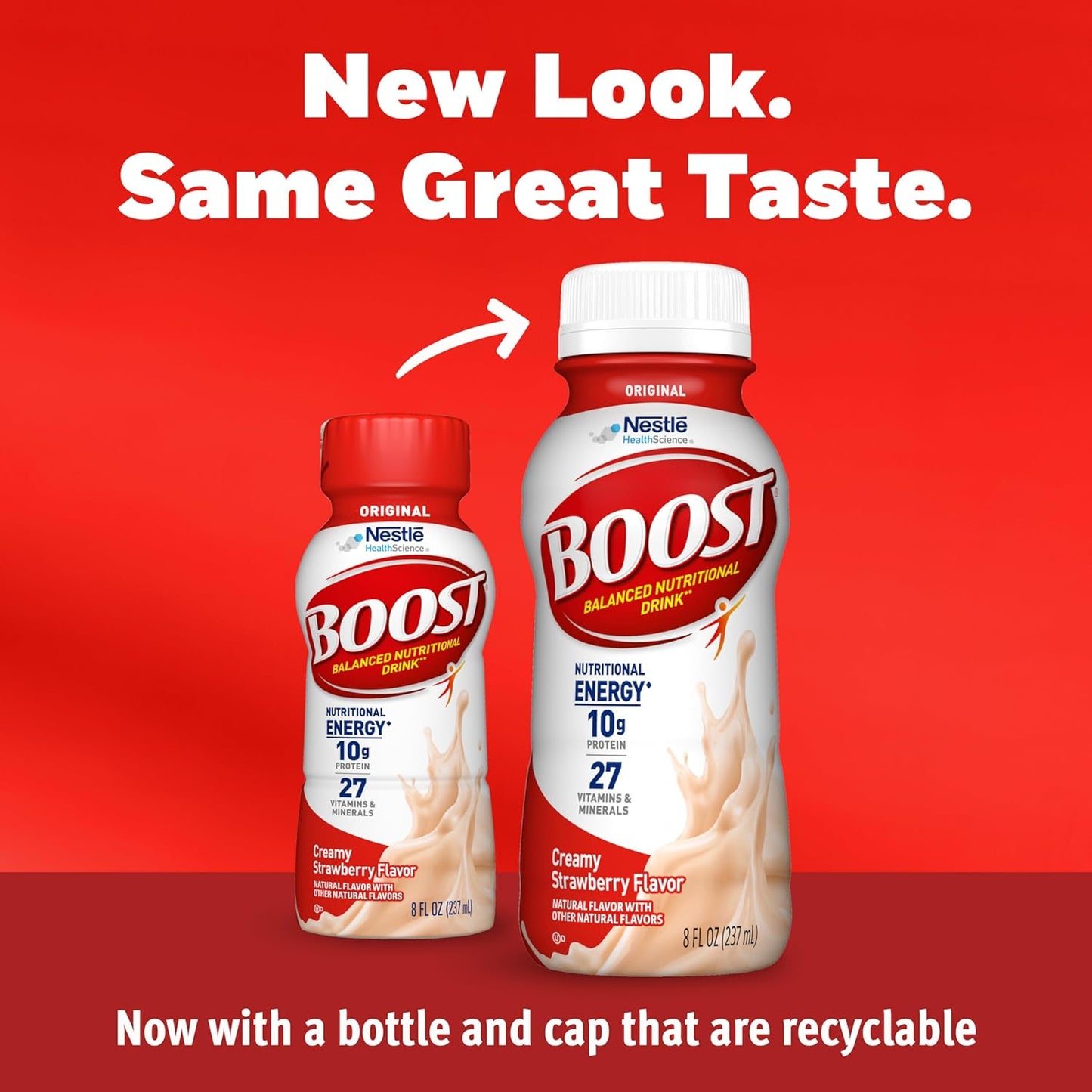 24-Pack BOOST Original Nutritional Drinks – Creamy Strawberry, 8 Fl Oz Bottles