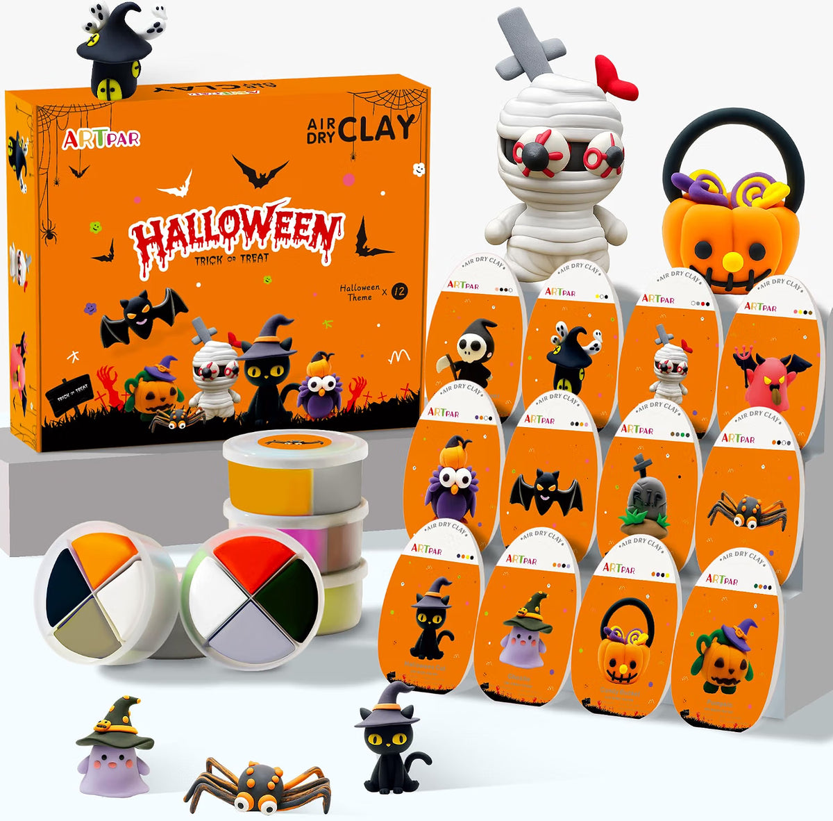 12-Box Halloween Air Dry Clay Kit for Kids – Modeling Clay Craft Set for Creative DIY Activities