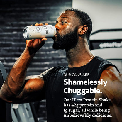 Ultra Protein Shake – Vanilla – 42g Protein, 1g Sugar, 180 Calories, 1g Net Carbs – Lactose Free, No Added Sugar – 15 fl oz (12 Cans)