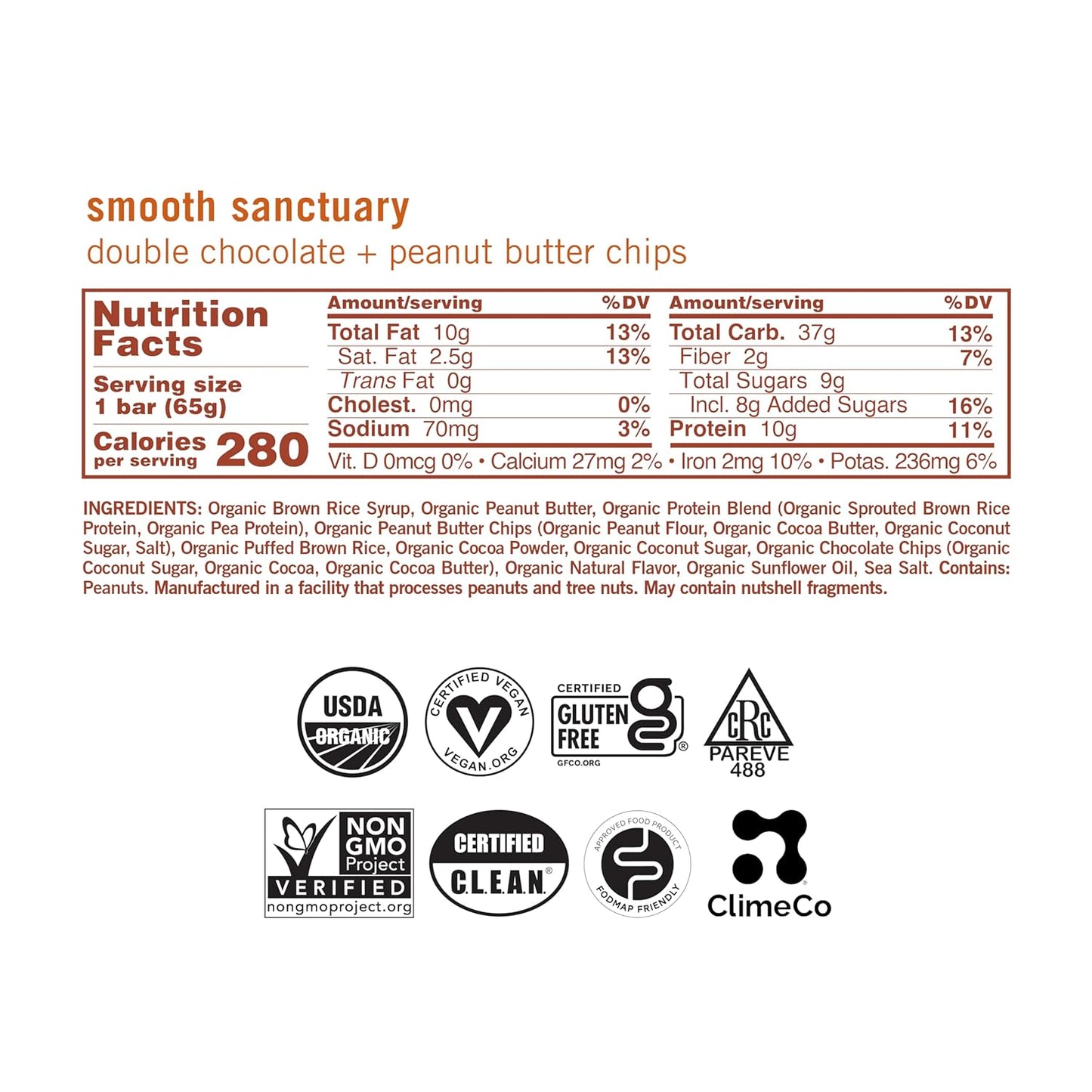 GoMacro MacroBar - 12-Pack Organic Vegan Double Chocolate & Peanut Butter Chips