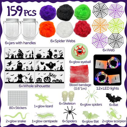 6-Piece Halloween Lantern Craft Kit for Kids – DIY Art Project & Party Activity for Ages 6–12, Basket Stuffer Gifts