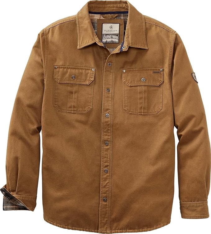 Water Resistant Men's Flannel Lined Shirt Jacket, Waxed Cotton, Extra Large, Copper Rust Color