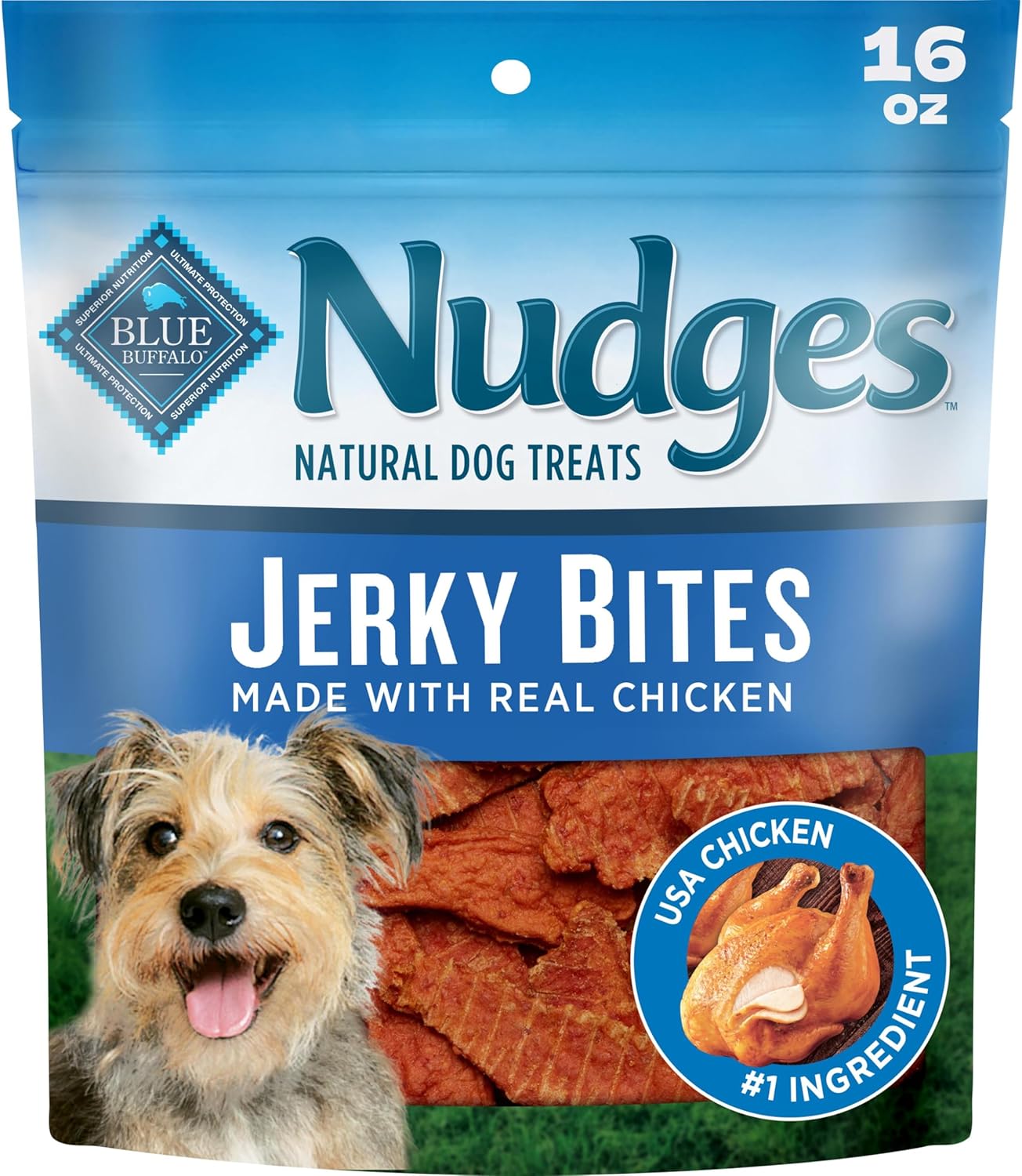 Nudges Chicken Jerky Bites Dog Treats – Natural Training Treats Made with Real Chicken, 16 oz