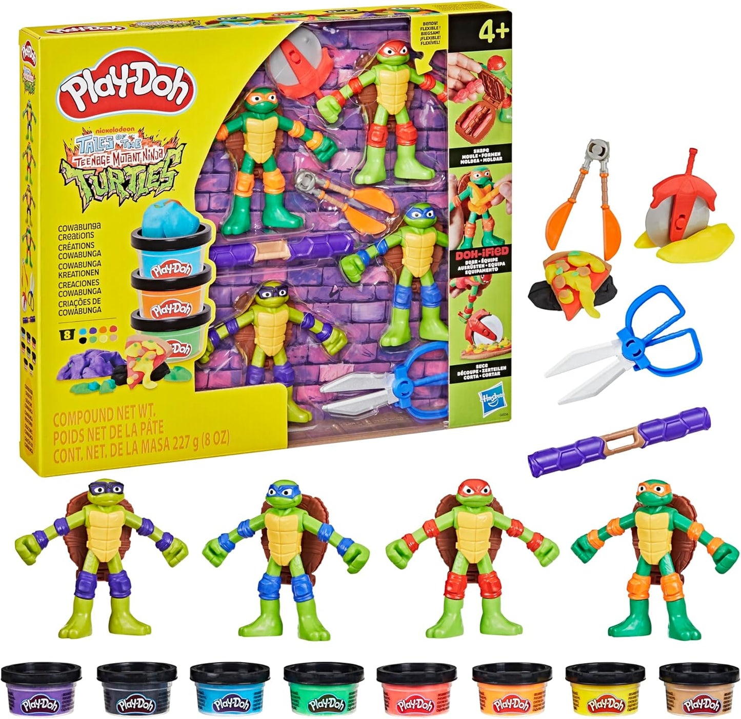 Play-Doh TMNT Cowabunga Creations 4-Inch Action Figures Set for Ages 4+