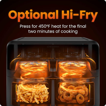 6 Quart Dual Basket Air Fryer Oven with Easy View Windows, Sync Finish