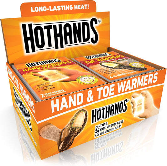 Hand & Toe Warmers – Long-Lasting, Odorless Air-Activated Heat (24 Hand Pairs + 8 Toe Pairs)