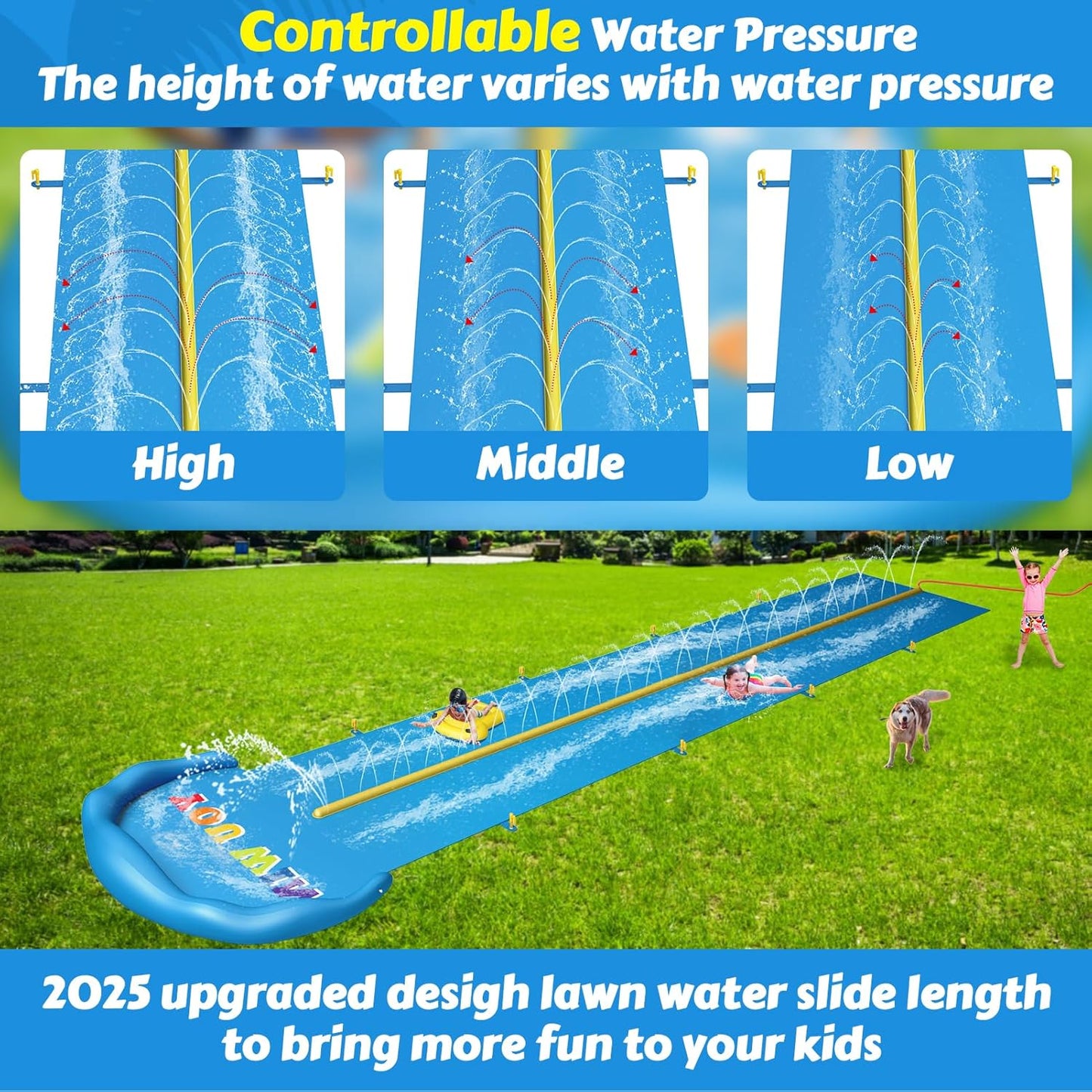 32.8ft Inflatable Water Slide – Dual Racing Lanes Splash Slip for Kids & Adults – Backyard Outdoor Water Toy