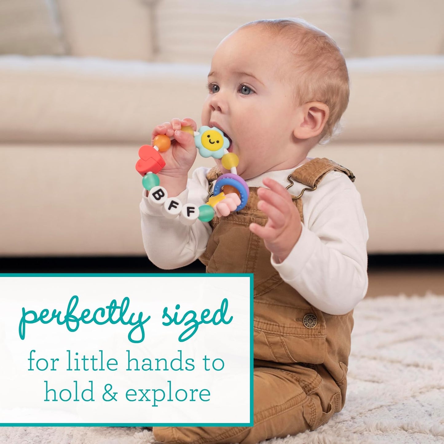 BFF Friendship Baby Teether – Soft Silicone Easy-Grip Teething Toy with Textures