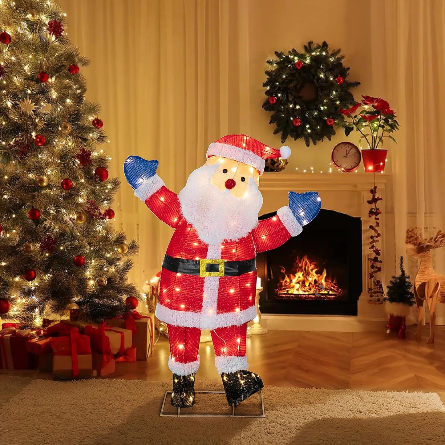 3ft Lighted Christmas Santa Claus - Outdoor Pop-up Holiday Decoration with 80 LED Lights