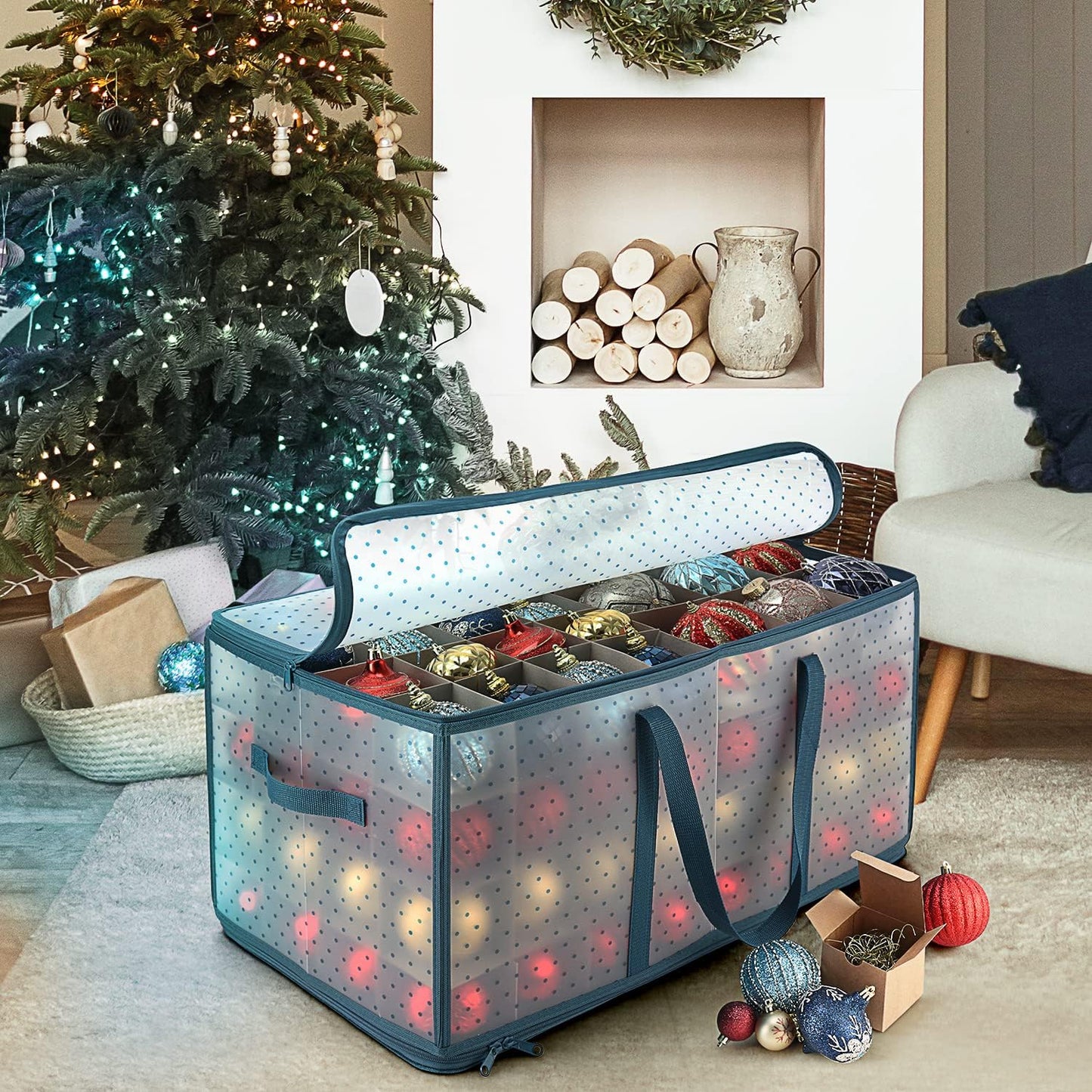 Large Christmas Ornament Storage Box for 128 Ornaments