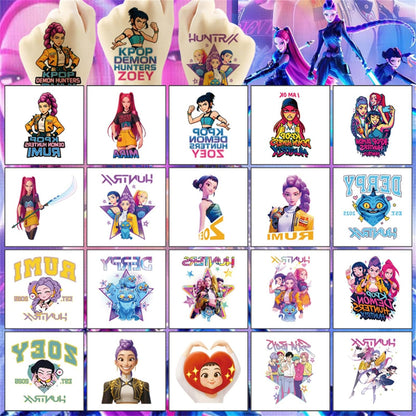 Demon Movie Hunter Temporary Tattoos (20 PCS) – Cartoon Party Favors for Teens & Adults