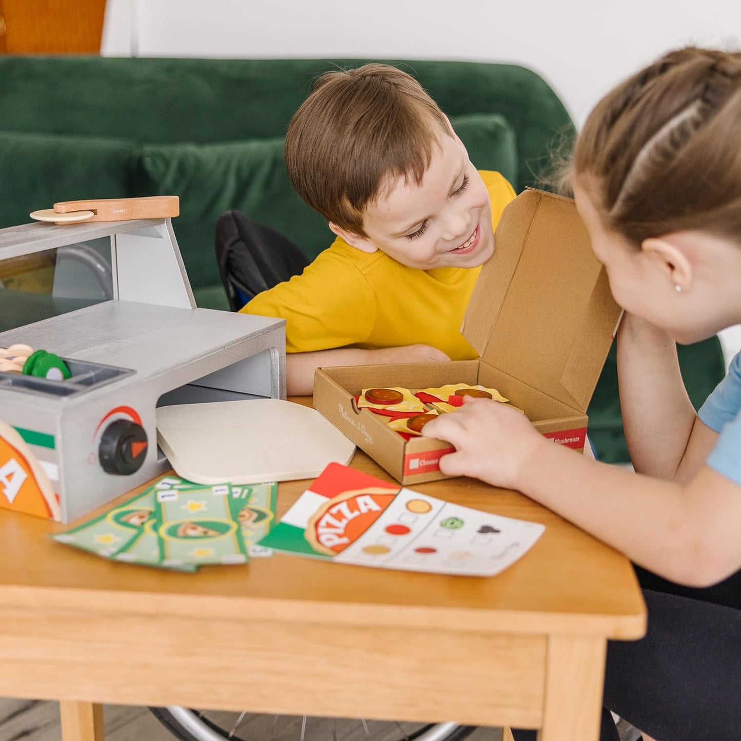 Top & Bake Wooden Pizza Counter Play Set (41 Pcs) - Pretend Food Toy for Kids Ages 3+