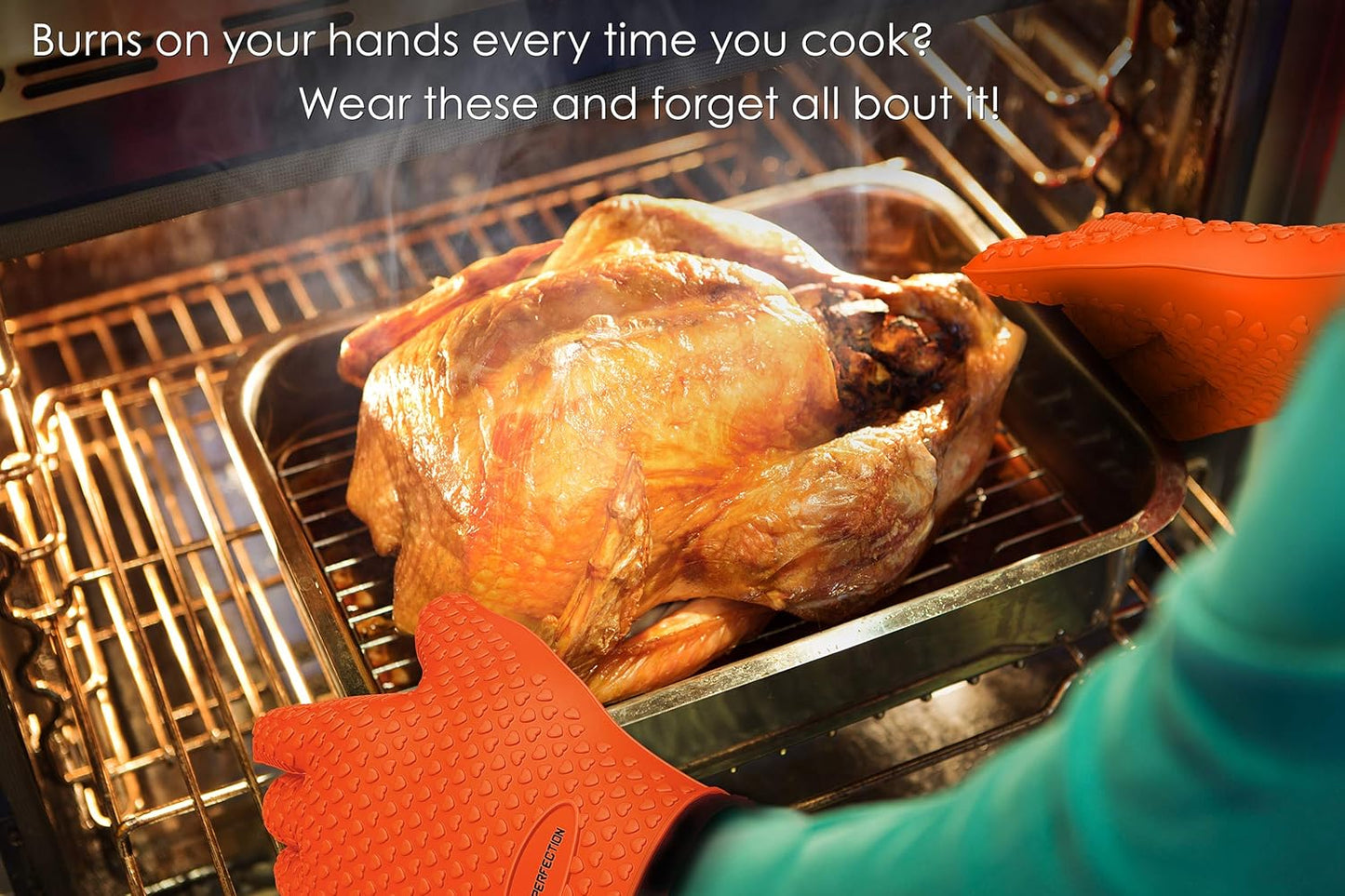 Silicone Smoker Oven Gloves - Extreme Heat Resistant Waterproof Oven Mitts