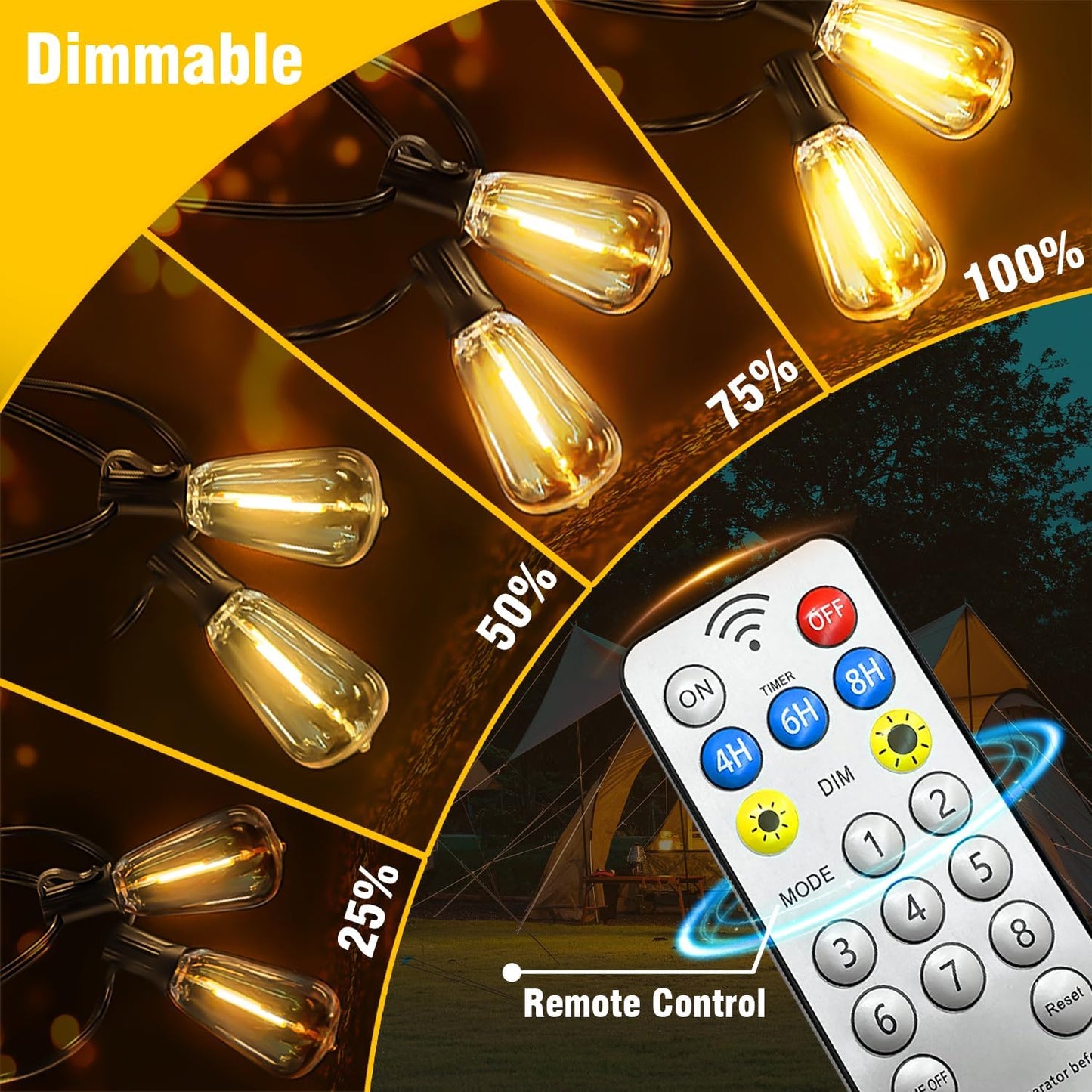 100FT Solar String Lights – Waterproof ST38 LED Patio Lights with Remote & Timer