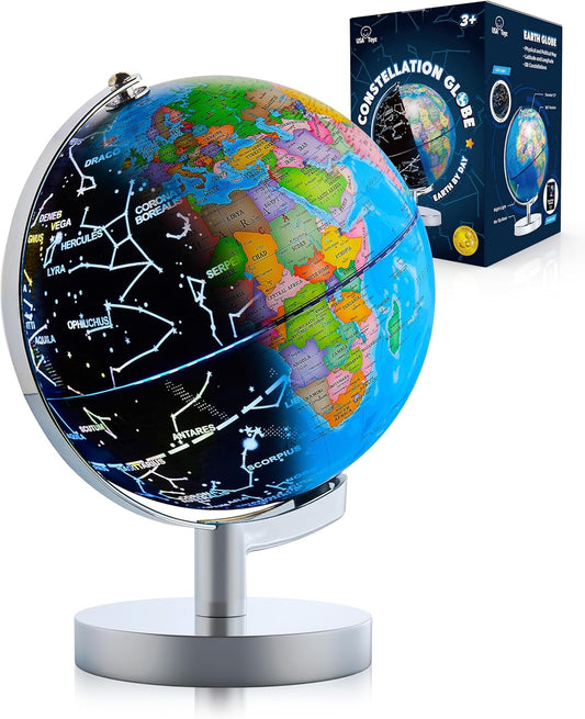 3in1 Illuminated STEM Globes for Adults and Kids with Stand, Built-in LED Night Light
