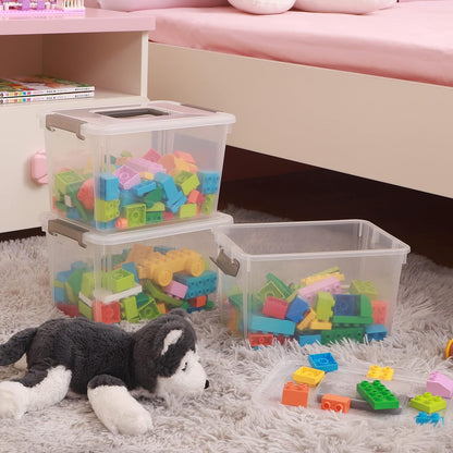 Clear Stackable Plastic Storage Bins with Latching Lids – 6 Packs, 6 QT Containers for Organizing Snacks, Crafts, and Toys