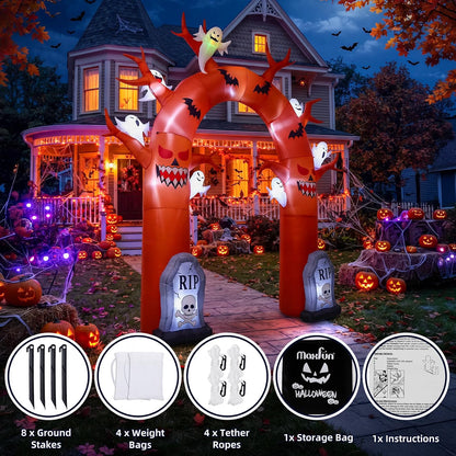 10 FT Halloween Inflatable Dead Tree Archway – LED Light-Up Outdoor Blow-Up Decoration for Yard, Lawn & Garden