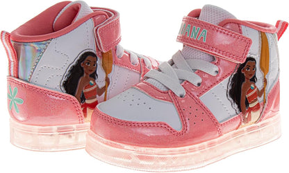 Moana Light-Up High Top Sneakers for Girls – LED High-Top Shoes (Sizes 6-12)