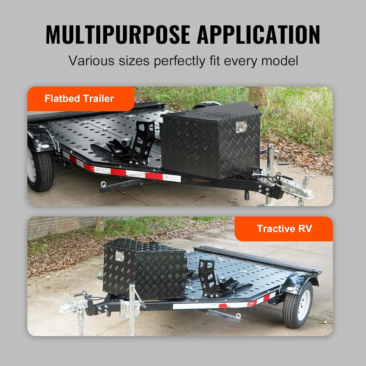 Heavy-Duty Aluminum Trailer Tongue Tool Box – 39" Lockable Storage Chest with Keys for Trailers, Trucks, RVs & Off-Road Vehicles, Black
