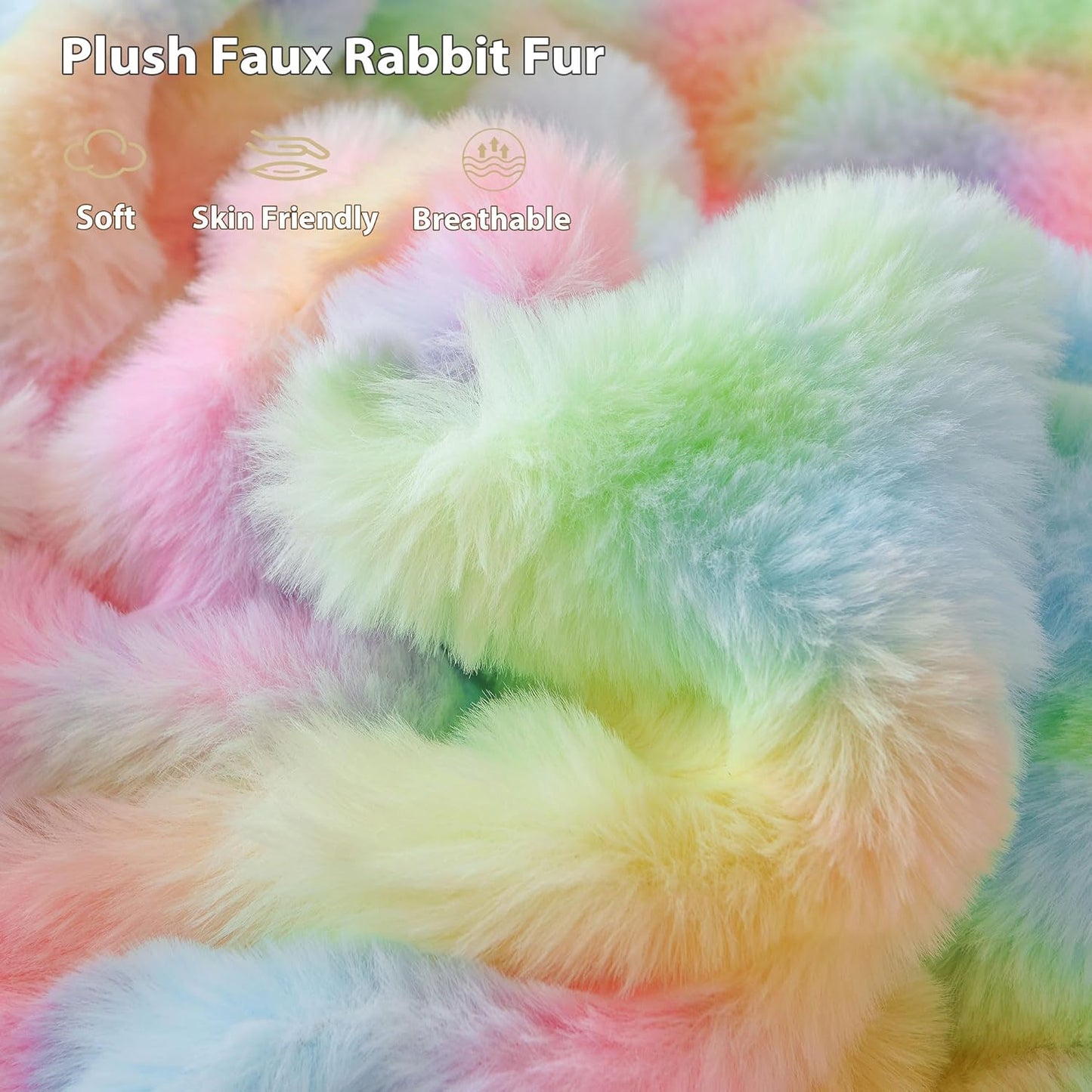 Fluffy Faux Rabbit Fur Bubble Throw – Rainbow Plush Shaggy Blanket (50" x 60")