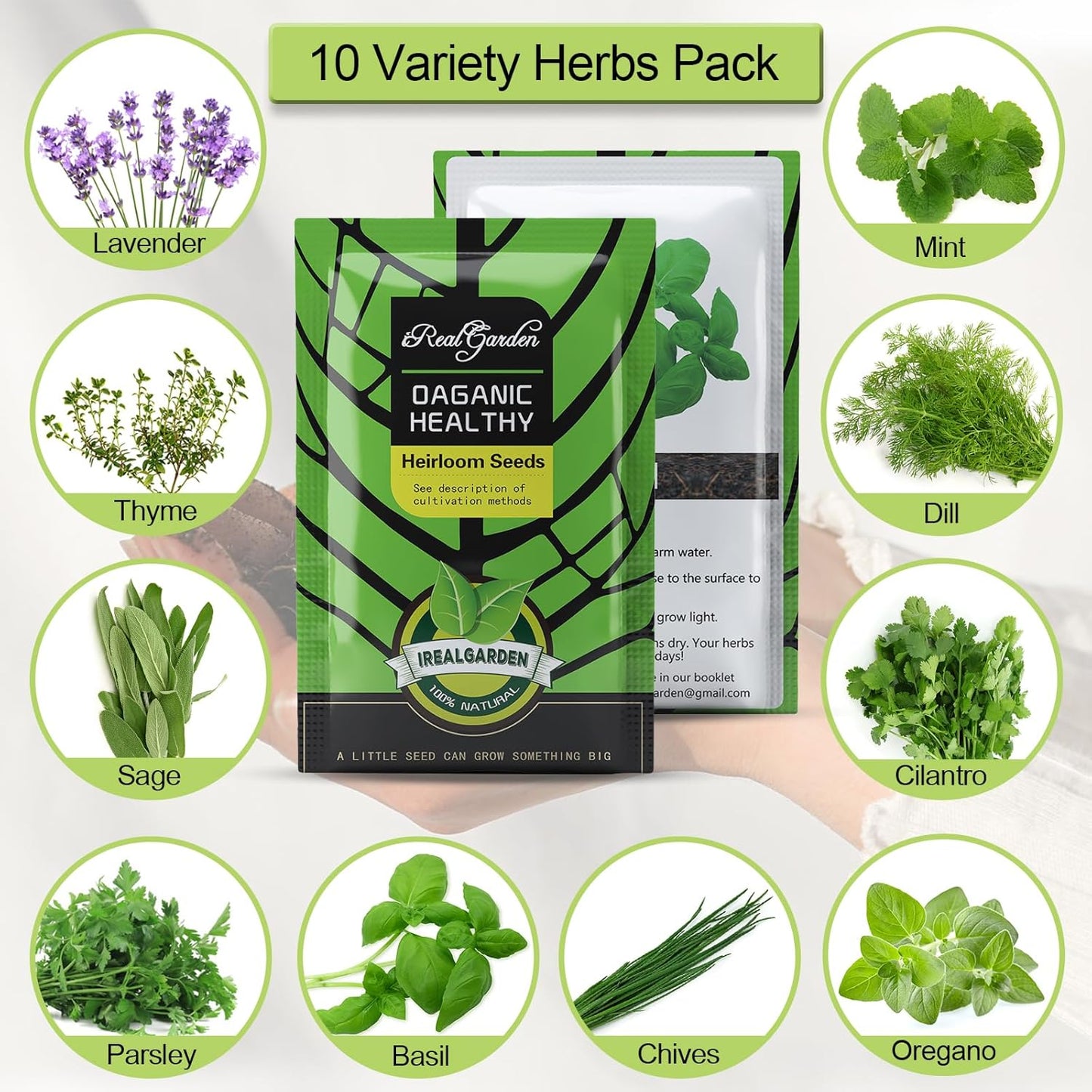 Indoor Herb Garden Kit – 10 Non-GMO Seeds with Pots, Soil & Moisture Meter