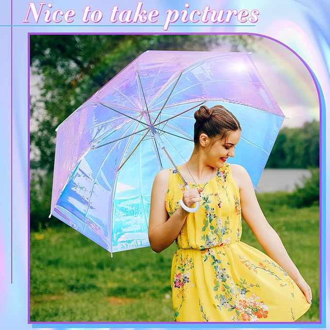 Iridescent Holographic Automatic Umbrella for Women (2-Pack)