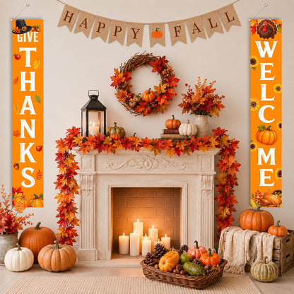 70-Piece Thanksgiving Fall Décor Set – Maple Leaf Garland & Autumn Harvest Decorations