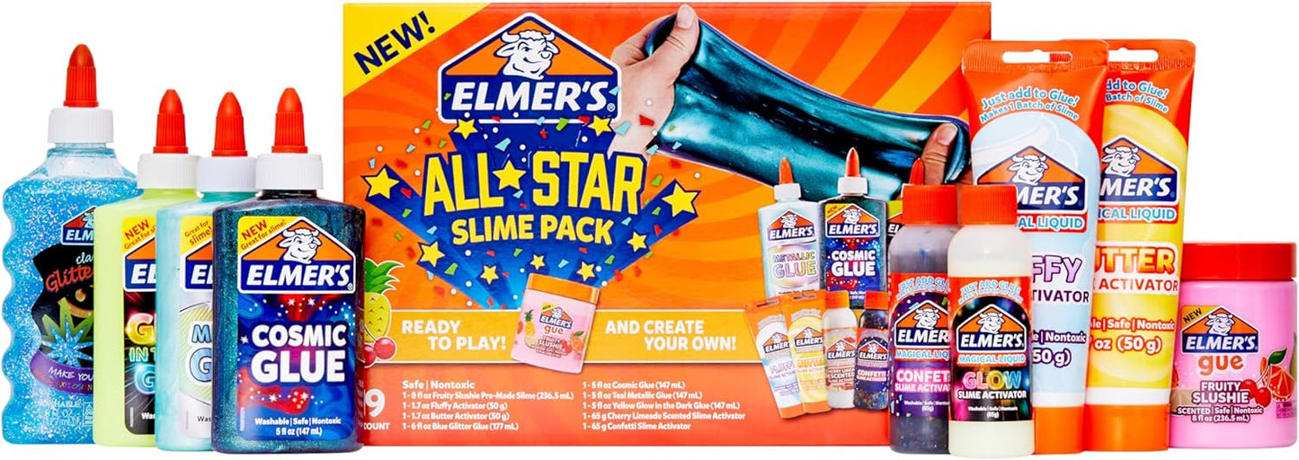 All-Star Slime Kit: 9 Count with Liquid Glue, Slime Activator, and Premade Slime