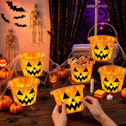 12-Set Halloween Jack-O'-Lantern Candy Basket Craft Kit – DIY Pumpkin Arts & Crafts Activity for Kids