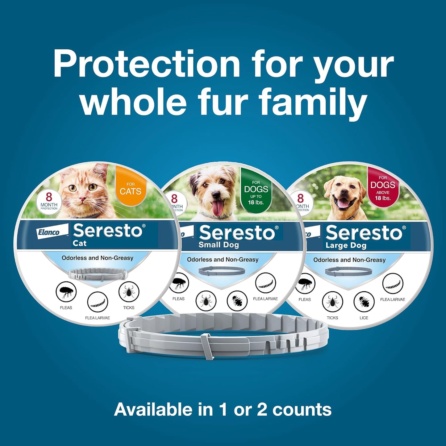 Flea & Tick Collar for Dogs Over 18 lbs – 8-Month Treatment & Prevention Protection