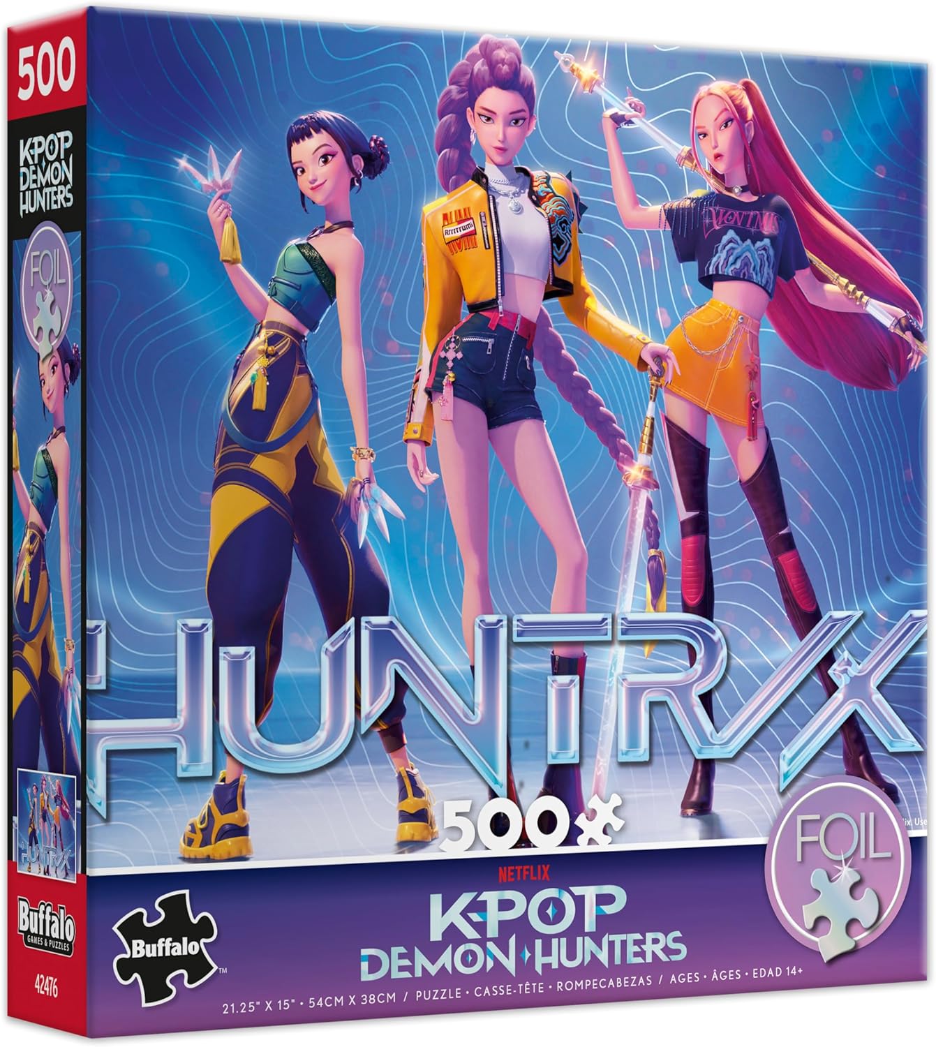 Kpop Demon Hunters 500-Piece Foil Jigsaw Puzzle – Colorful Artwork Puzzle for Adults with Precision-Cut Pieces
