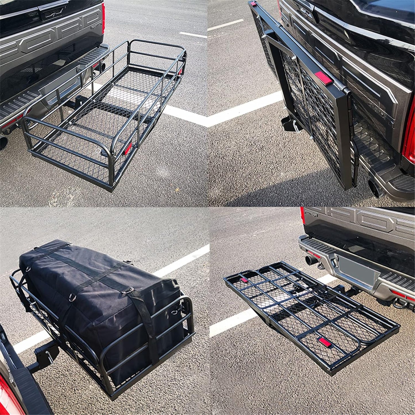 Heavy-Duty Hitch Cargo Carrier – 500 lb Capacity, 60" x 24" Folding Rear Luggage Basket for 2" Receivers