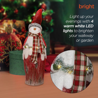 30"H Indoor Country Snowman Statue with LED Lights