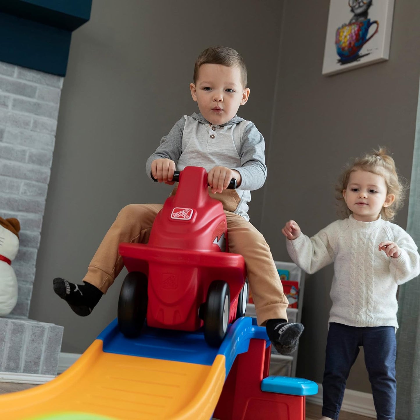 Kids Up & Down Roller Coaster – Ride-On Car Track Playset for Toddlers (50 lb Max)