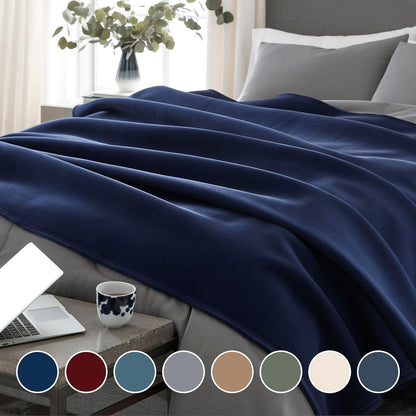 Insulating Core Hotel-Style Blanket, Navy Blue, Twin