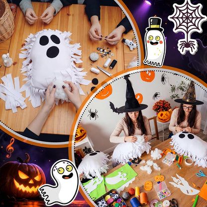6-Set Halloween Ghost Tied Pillow Craft Kit – No-Sew DIY Pillow Activity for Kids