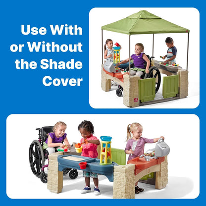 All Around Playtime Patio with Canopy – Interactive Shaded Outdoor Playhouse for Multiple Toddlers, 60" x 47.5" x 47.5