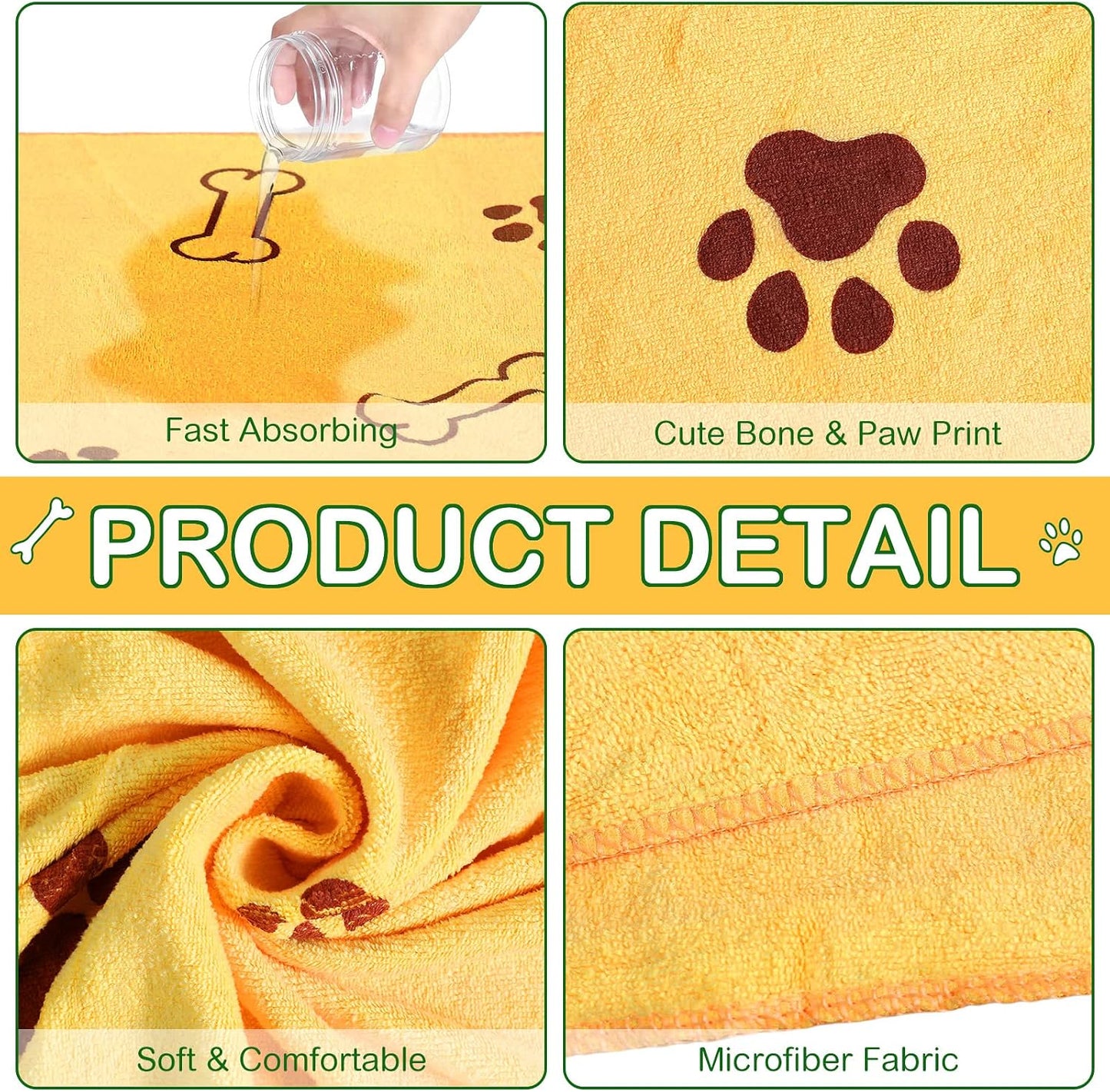 8 Pack Dog Towels – Microfiber Fast-Drying Pet Bath Towels for Dogs & Cats, 18" x 28"