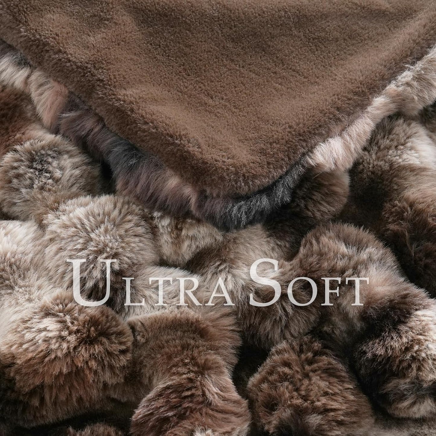 Fluffy Faux Fur Throw Blanket – Luxury Plush Minky Bubble Blanket (Tie-Dye Coffee, 50" x 60")