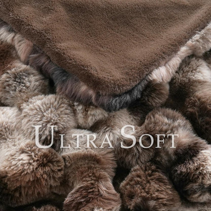 Fluffy Faux Fur Throw Blanket – Luxury Plush Minky Bubble Blanket (Tie-Dye Coffee, 50" x 60")