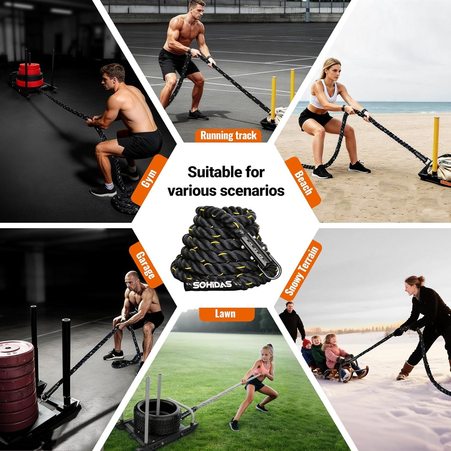 Weight Sled Pull Rope – Heavy-Duty Fitness Training Rope for Sled Push, Tire Pulling & Resistance Workouts