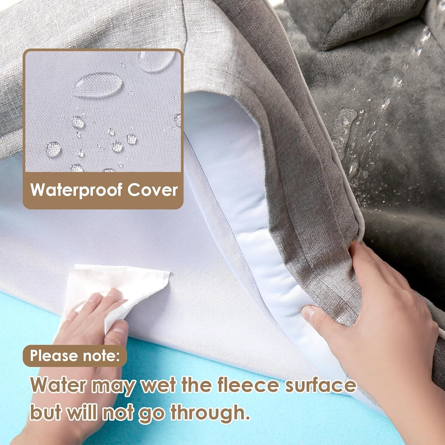 Orthopedic Large Dog Bed – Waterproof Memory Foam Pet Bed with Bolsters & Washable Cover
