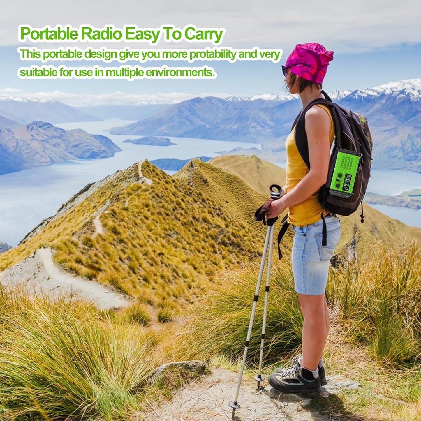 74,000mWh Emergency Radio – NOAA Weather, Hand Crank & Solar, USB-C, Flashlight & SOS