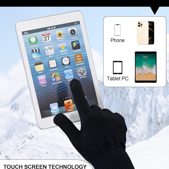 10 Pieces Winter Hat Beanie Scarf Touch Screen Gloves and Sock Set (Black, Gray)