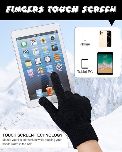 10 Pieces Winter Hat Beanie Scarf Touch Screen Gloves and Sock Set (Black, Gray)