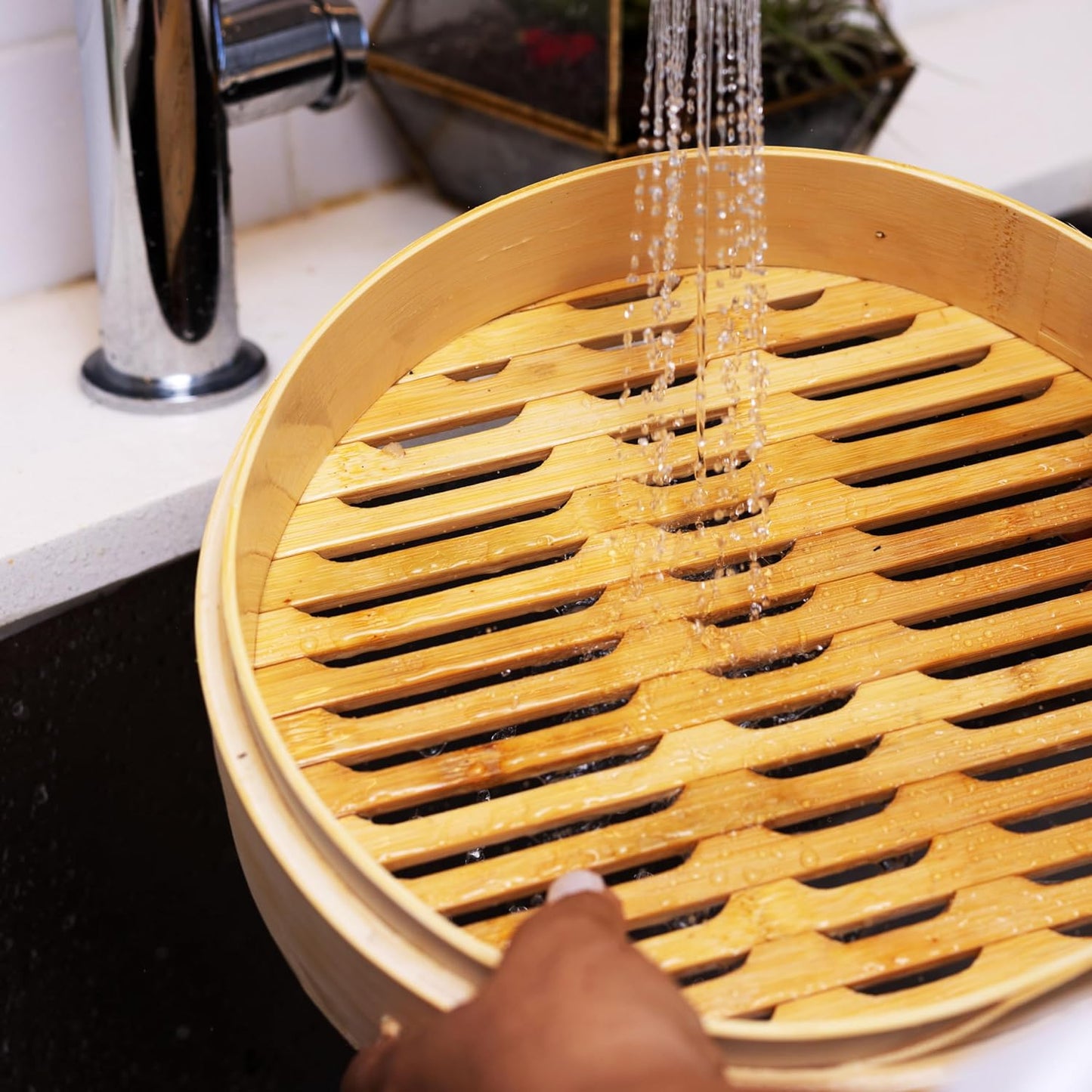 2-Tier Bamboo Steamer Basket – 10-Inch