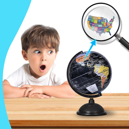 8-Inch World Globe with Stand for Kids' Education and Decor