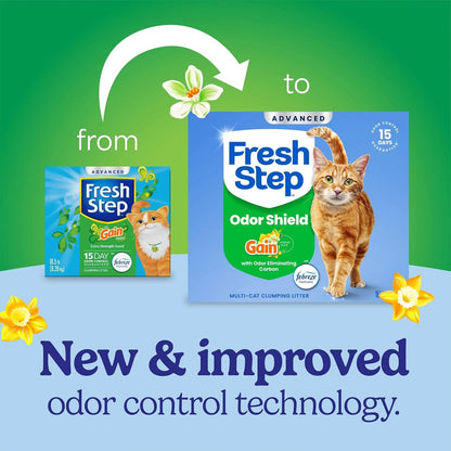 Advanced Odor Shield Lightweight Clumping Cat Litter – Gain Scent with Febreze & Ammonia Block, 18.5 lb (2 Pack)