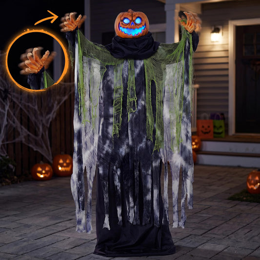 72" Life-Size Halloween Animatronic Ghost Pumpkin – Sound-Activated Haunted House Prop with Creepy Sounds for Outdoor Yard & Garden Décor